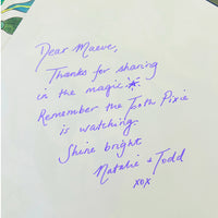 Handwritten note from Tooth Pixies founders Natalie & Todd Matheson